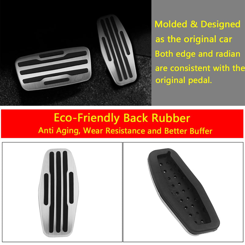 No Drill Steel Brake Accelerator Gas Pedal Pad Cover Compatible for Chevrolet Silverado 1500 2500 3500 2020-2024, Compatible for GMC Yukon Sierra 2021-2024 Anti Slip Mat Interior Parts