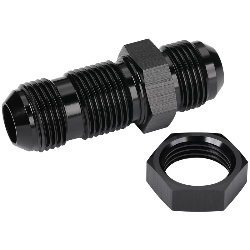 10AN Male Flare Straight Bulkhead Fitting Adapter with 10AN Nut Aluminum Black 10AN - Straight