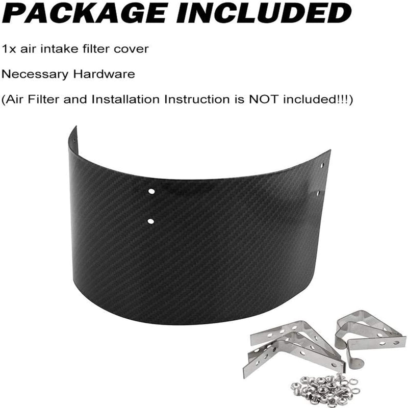 RULLINE Universal Air Intake Filter Cover Heat Shield Stainless Steel Carbon Fiber Cover compatible with 2.5-3.5" Cone Filter