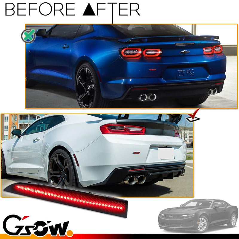LED Rear Bumper Reflector Lights for Chevrolet Camaro 2016-2024, Traverse 2013-2020, Red Rear Brake Tail Lamps Smoked Lens, 2 PCS