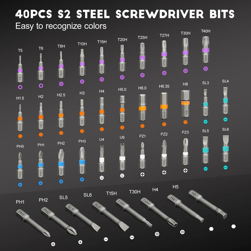 42 in 1 Magnetic Screwdriver Set, Ratchet Screwdriver Set with Case, Repair Tool Kit with Ratchet T Handle, Screw Driver Set Kit for Eyeglass, Bicycle, Watch, Ring Doorbell, Electronics, Pc 42 IN 1