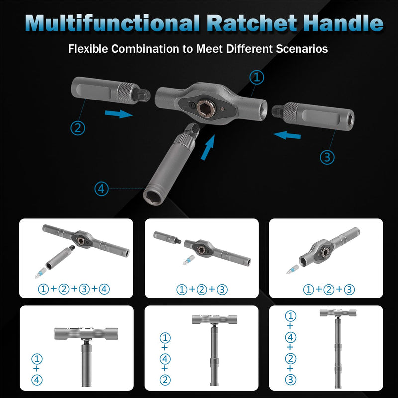 42 in 1 Magnetic Ratchet Screwdriver Set | 40 PCS Multi Bit Precision Repair Tool Kit with Detachable Handle | Portable for PC, Bicycle, Watch & Furniture DIY