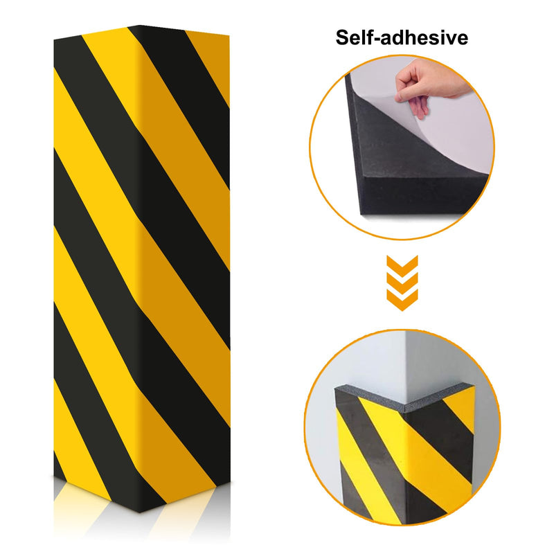 2pcs Garage Wall Guards Wall Protector Cover Yellow and Black Foam Wall Corner Guard for Parking Garages (Yellow+Black) Yellow+Black