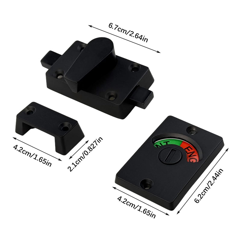 Vacant Occupied Bathroom Lock, Zinc Alloy Latch Indicating Lock Bathroom Door Privacy Lock Indicator Bolt Vacant/Engaged Bathroom WC Public Restroom Toilet Privacy Partition Door Lock Latch (Black) Black
