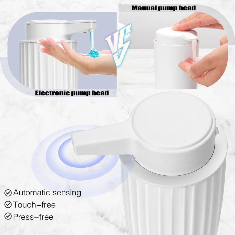 Automatic Soap Dispenser Liquid Touchless: 9oz Plastic White - Rechargeable Electric Smart 3-Level Adjustable Modern Auto Soap Dispenser - Bathroom Kitchen Hand Dish Lotion White Liquid