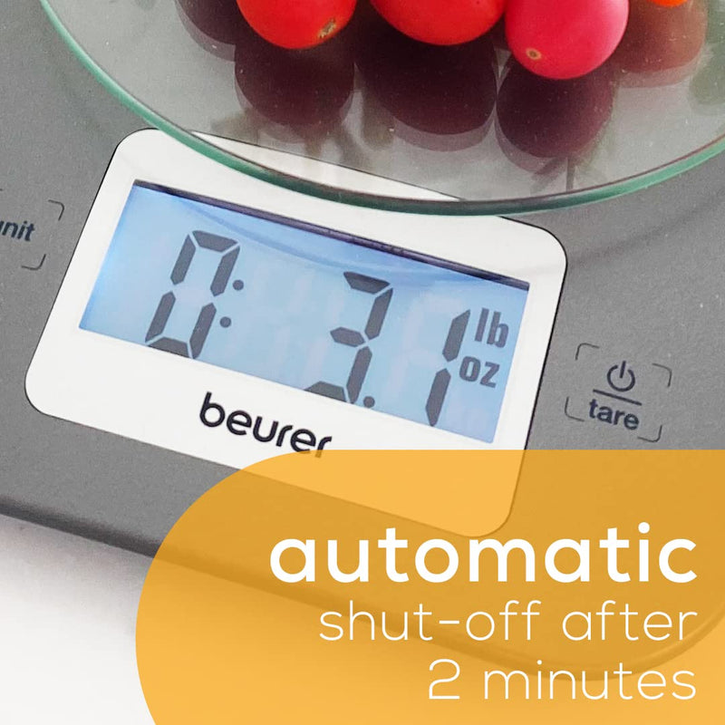 Beurer KS26 Kitchen Scale High Accuracy Digital Food Scales Weight Grams and Oz, 11 lbs Capacity, LCD Display, for Baking, Cooking, Meal Prep, Keto, Coffee Beans and More KS26 - Basic with Buttons
