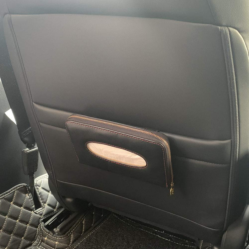 Car Tissue Holder, Sun Visor Tissue Holder, Car Visor Napkin Holder, PU Leather Backseat Tissue Case Holder for Car Vehicle with Zipper (Black) Black