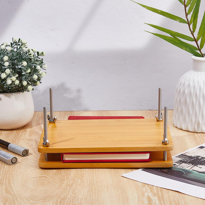 DICOSMETIC Book Press Bamboo Book Press Bookbinding Stable Book Binding Tool Manual Paper Press Handmade Book Binding 2 Floor Portable Book Binding Kit for DIY Bookbinding Easy Assemble (8.66"x5.94") 220x151x8mm
