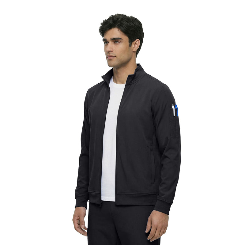 Natural Uniforms Mens Cool Stretch Zip Up Scrub Jacket Black Large