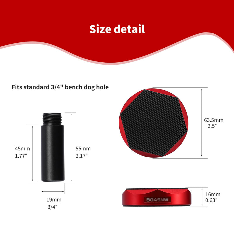 Bench Dog Pucks for MFT Table (4 Pack), Fits 3/4" Dog Hole for Woodworking, Heavy Duty Aluminium with Double Sided Anti Slip Pads, Woodworking Kit for Most Medium Sized Panels Bench Dog Pucks