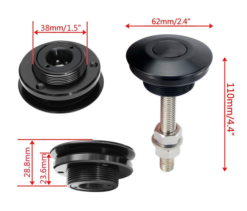  [AUSTRALIA] - 2Pack Quick Release Latch Universal 2.44in/62mm Diameter Universal Aluminum Alloy Push Button Quick Latch Hood Pins Lock Clip Kit for Auto Car Hood Pins Lock(2Pack-Black Pro) 2black PRO 62-100
