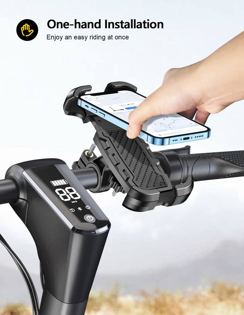 Motorcycle Phone Mount, Upgrade [Never Fall Off] [0 Shake] Bike Phone Mount, [3s Put & Take] 360° Rotatable Phone Holder for Motorcycle Bike Bicycle Scooter Compatible with Cellphones 4.7-6.8” 4.7-6.8" phones