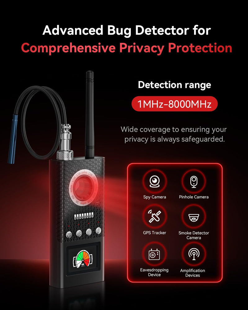 Hidden Camera Detectors GPS Tracker Detector Portable Bug Detector with Auto Detection for Travel, Hotel Safety