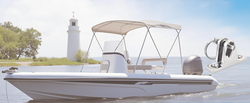 Bimini Top Deck Hinge - 316 Stainless Steel Marine Hardware with Quick-Release Pin & Ring - Easy Install Boat Bimini Top Parts for Pontoon, Fishing & Ski Boats (4 Pack) 4 Pack