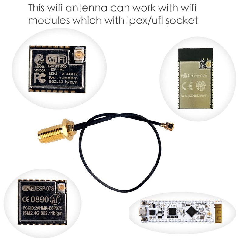 2.4G WiFi Antenna 3DBI Gain Antennas with 16cm Cable U.FL to Female SMA for Arduino CC3000 ESP8266 (3) 3