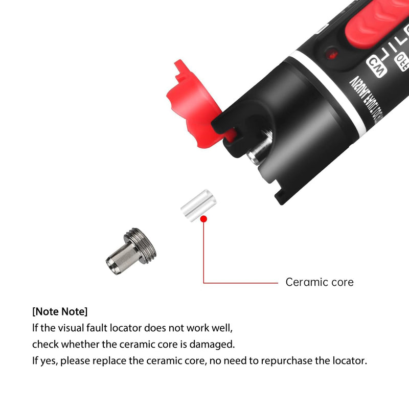 2pc Fiber Optic Visual Fault Locator VFL Fiber Optic Cable Tester with 2pcs Singlemode 9/125um FC Male to LC Female Adapter, Red Switch (Mode Number: VFL-50) 2