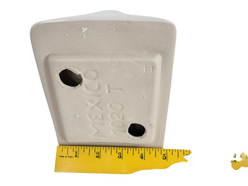 Beige Bone Almond Ceramic TP Toilet Paper Holder Wall Mount Thinset Installation Vintage Mid Century Modern Retro