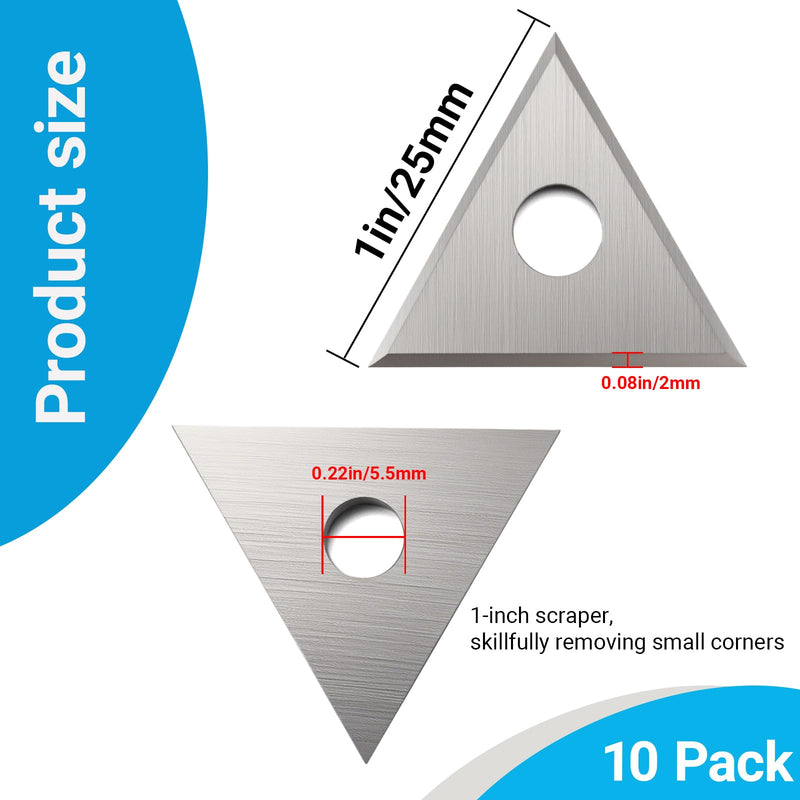 10 Pack 1" Triple Edge Blade,1 Inch Paint Scraper Blades Tool,Three-Edged Triangle Tungsten Steel Blade