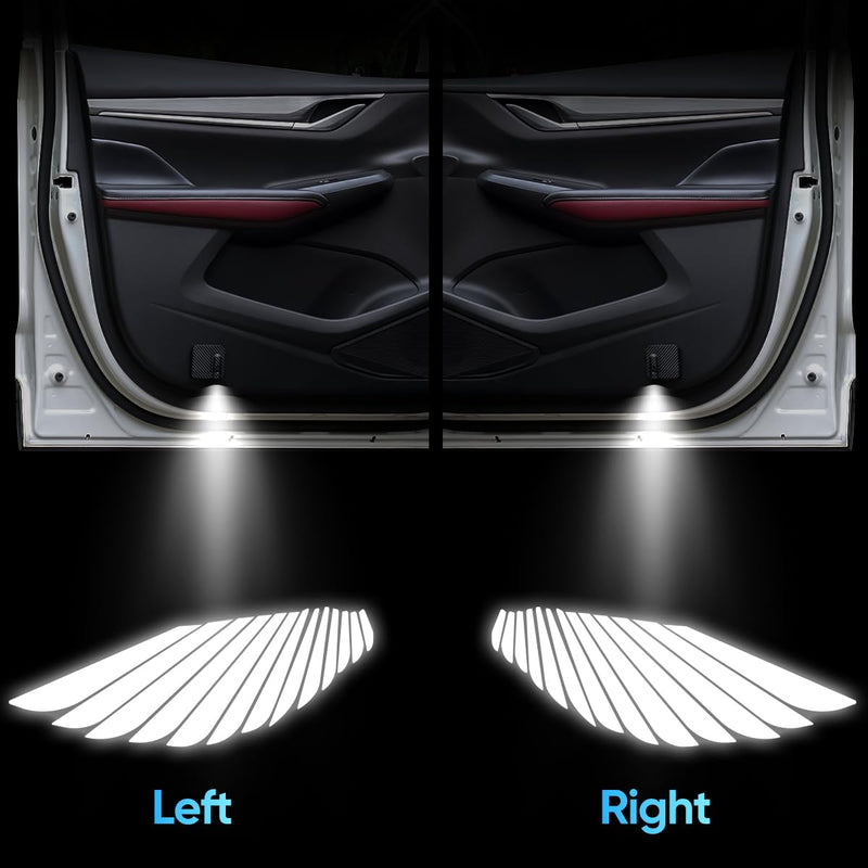 2 PCS Car LED Angel Wing Car Door Light Logo Projector Car Brand Logo LED Ghost Shadow Light Projector car open door light car welcome light car door projector lights (Angel Wings) Angel Wings
