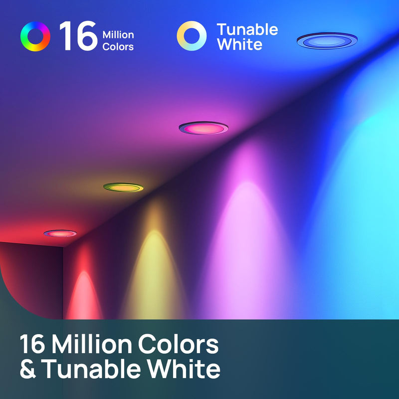 Linkind Matter Smart Light Bulb, BR30 Smart Bulbs, Recessed LED Color Changing Light Bulbs RGBTW, E26 Smart Flood Light Bulbs 650LM 60W Work with Alexa, Apple Home, Google Home, SmartThings, 4Pack Single-zone 650lm-4pk