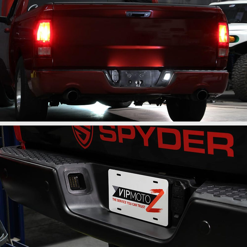 VIPMOTOZ Full LED Smoke Lens License Plate Light For 2003-2018 Compatible with Dodge RAM 1500 2500 3500 Pickup Truck, 6000K Diamond White, 2-Pieces Tag Lamp Assembly Replacement