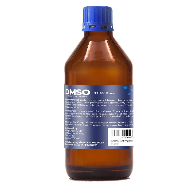 GARACHEM Pharmaceutical Grade 99.9% Pure DMSO in a Glass Bottle, Pure Liquid Dimethyl Sulfoxide 8 OZ, Non-Diluted, Low Odor