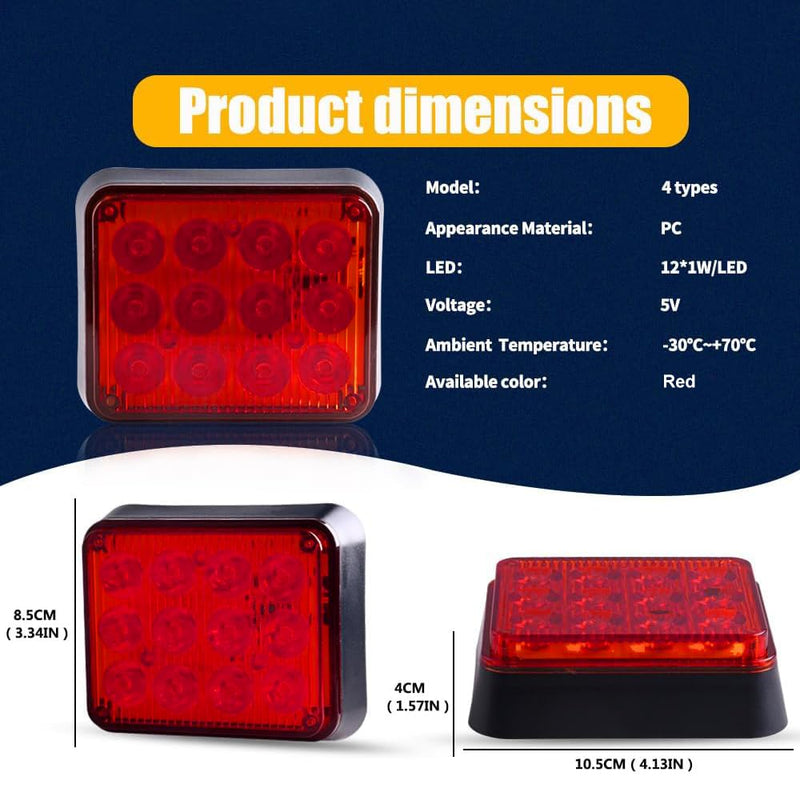 2PCS Magnetic Trailer Lights, Red Beacon Wireless Magnetic Strobe Lights Rechargeable Emergency Warning Lights Portable Surface Mount Strobe Lights for 12V 24V Trucks Car Trailer Vehicles Van