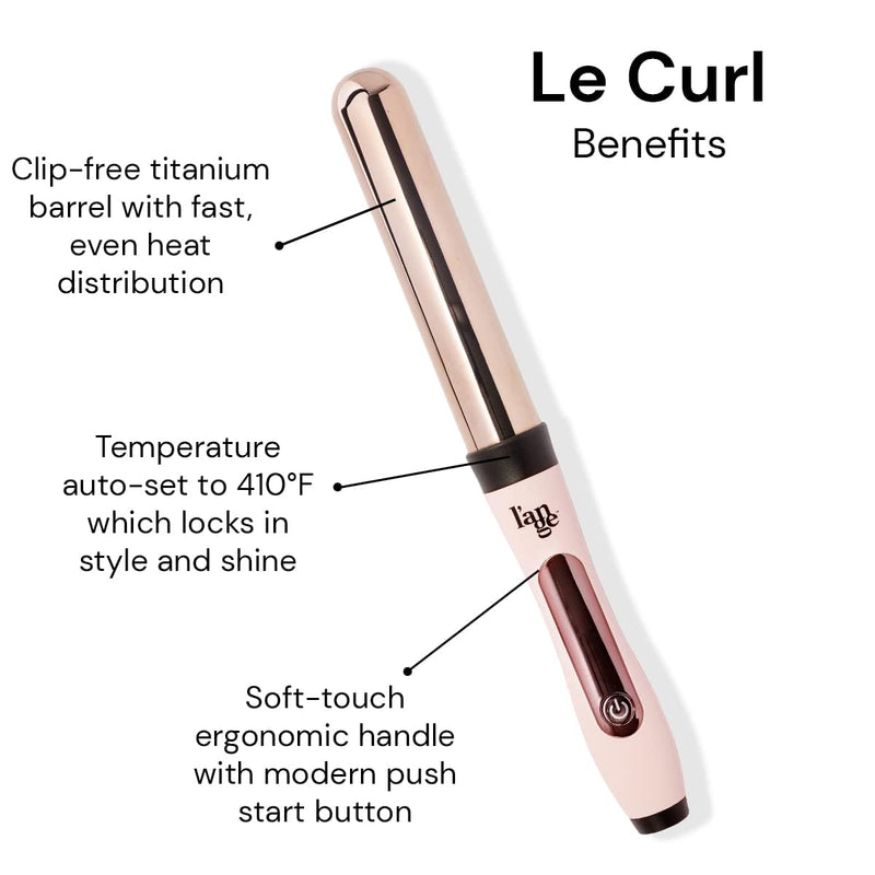 L'ANGE HAIR Le Curl Titanium Curling Wand - Professional Curling Iron for All Hair Types - Clip Free Hair Curler - Best Hair Waver for Relaxed Curls & Beach Waves - Blush 1” (25MM).
