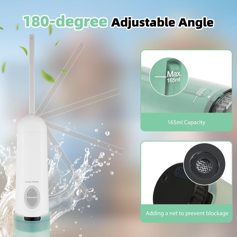 Hibbent Portable Bidet for Travel, High Pressure Handheld Electric Sprayer, Rechargeable Travel Bidet for Women & Men, Personal Hygiene Cleaning, Soothing Postpartum Care, perineal, Green 1 PACK
