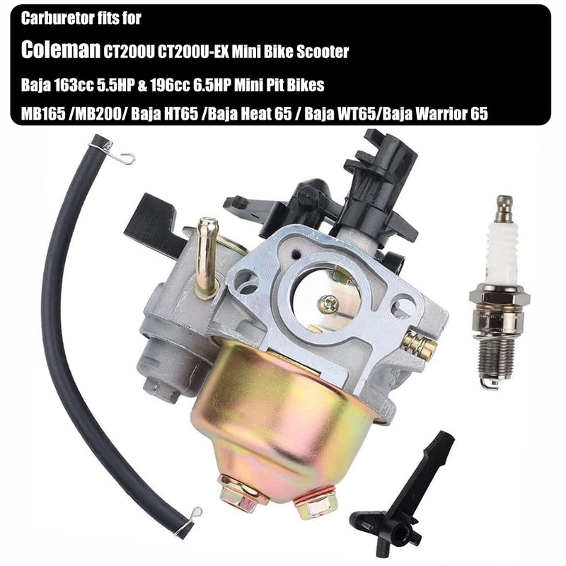 Carburetor Compatible with Coleman Powersports 196cc CT200U CT200U-EX Trail 200 Mini Bike Baja HT65 WR65 Carb with Gaskets Fuel Line Filter