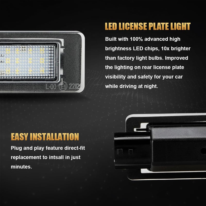 D-Lumina LED License Plate Light Tag Lamp Assembly for 2019-UP Nissan Altima Sentra Rogue Versa, Powered by 18-SMD Xenon White LED Tag Lights, Pack of 2 Nissan Altima/Sentra/Rogue