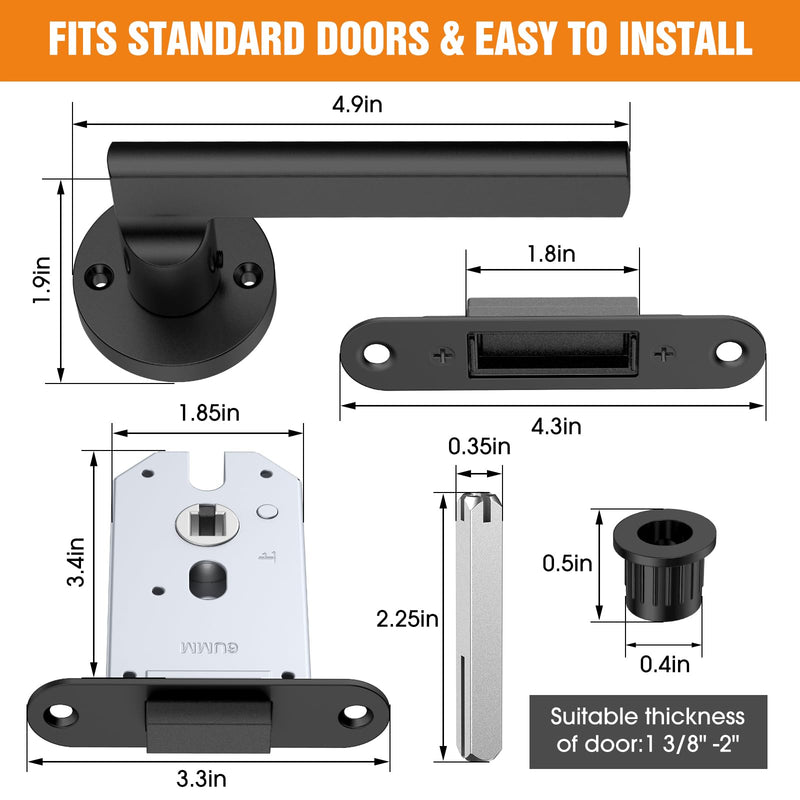 Magnetic Auto-Lock Invisible Door Lock - Single-Sided Hidden Design, Hidden Handle & Mini Keyhole, Aluminum Alloy for Bookshelf Doors/Invisible Doors/Secret Rooms (1, Black) 1