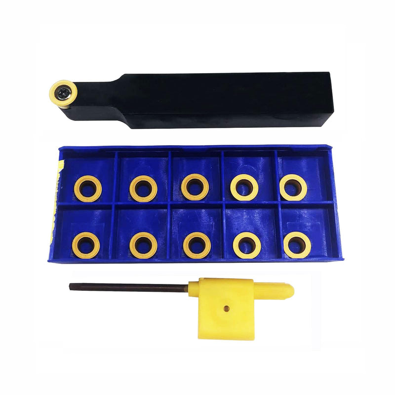 RCMT10T3M0 10pcs Carbide indexable Turning Insert with 5/8" SRDCN1616H10 Lathe Turning Tool Holder for Steel,Stainless Steel (RCMT10T3M0 +SRDCN1616H10) SRDCN1616H10+10psc R5 Yellow