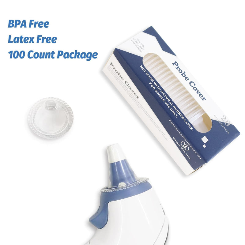 100 Count Ear Thermometer Probe Covers, Disposable Lens Filters Compatible with All Braun Ear Thermometer Models, Refill Caps