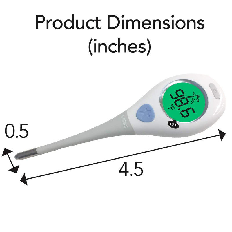 Vicks RapidRead Digital Thermometer, Temperature Readings in 2 Seconds, Use as Oral Thermometer for Adults and Baby, Rectal Thermometer or Under Arm, Water Resistant