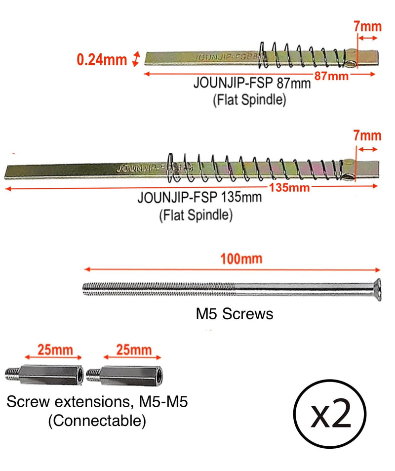 JOUNJIP Flat Spindle Thick Door Extension Kit - ONLY for JOUNJIP Brand [Flat Spindle] Mechanical Door Locks and Deadbolt Locks - Cutting Needed (Tool Not Included)