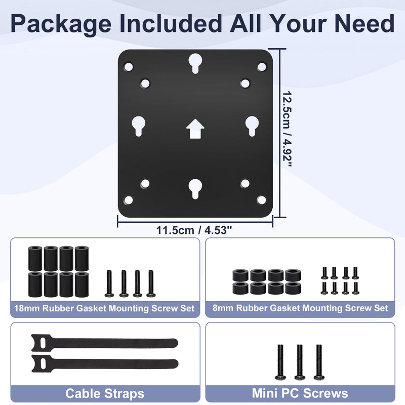 2 Packs VESA Mounting Kit Compatible with Intel NUC 13 12 11 10 8 7 6 5 Gen VESA Monitor Adapter Plate Compatible with Intel NUC Mini PC Mounting Bracket to Attach NUC Mini PC to the Back of a Monitor