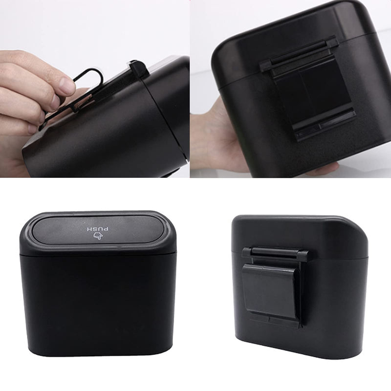 Car Trash Can Bin with Lid - 2 Packs Universal Vehicle Mini Leakproof Garbage Can Bin with 40pcs Trash Bags Car Organizers and Storage for Front Back Seat Accessories for Auto Office Home(Black) Black-2Pcs 1