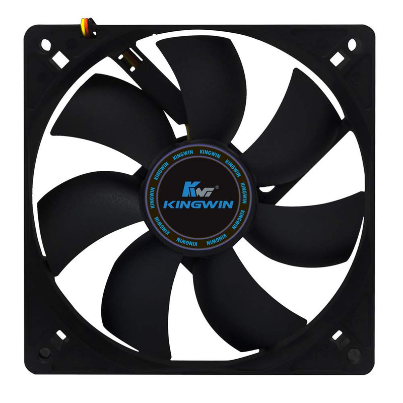Kingwin 120mm Silent Fan for PC Cases, CPU Coolers, Mining Rigs – Quiet Computer Cooling Fan with Long Life Sleeve Bearing, High Airflow Ventilation – Black CF-012LB 120 mm (Pack of 1)