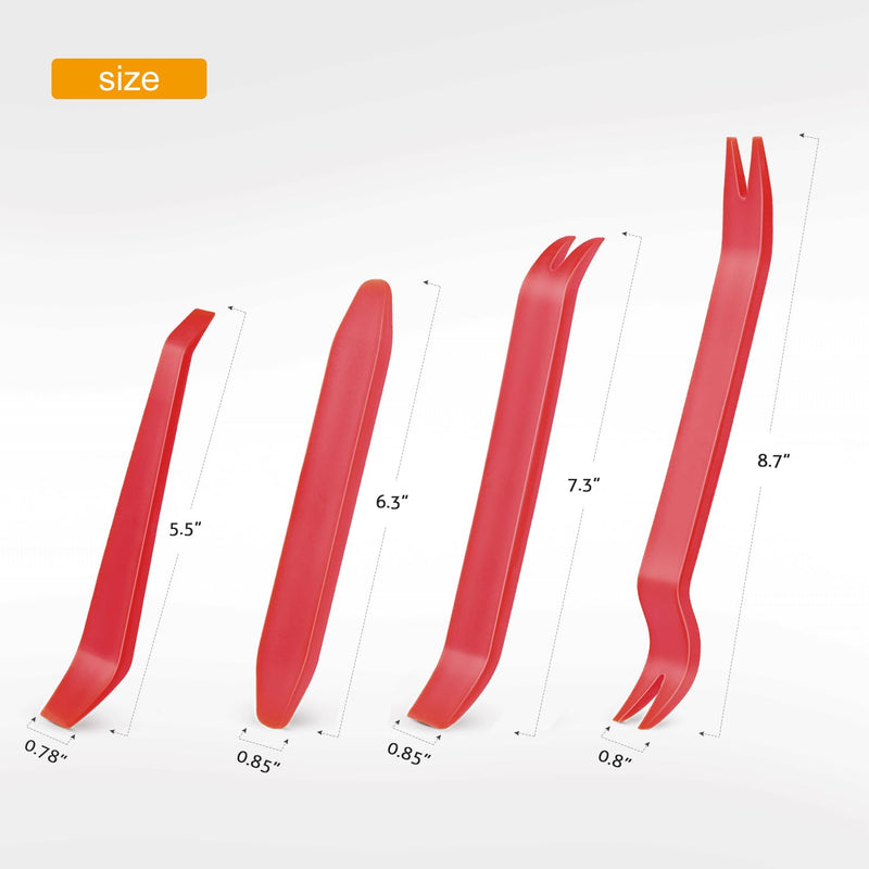 GOOACC Auto Trim Removal Tool Kit No-Scratch Tool Kit for Car Audio Dash Window Molding-4PCS (Red) Red 4PCS Trim Removal Tool