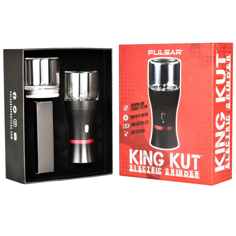 Pulsar King Kut Easy to Use Portable Electric Grinder for Spices, Herbs, & More, With Removable Chamber, Stainless Steel Blade, 1000mAh Battery - Black