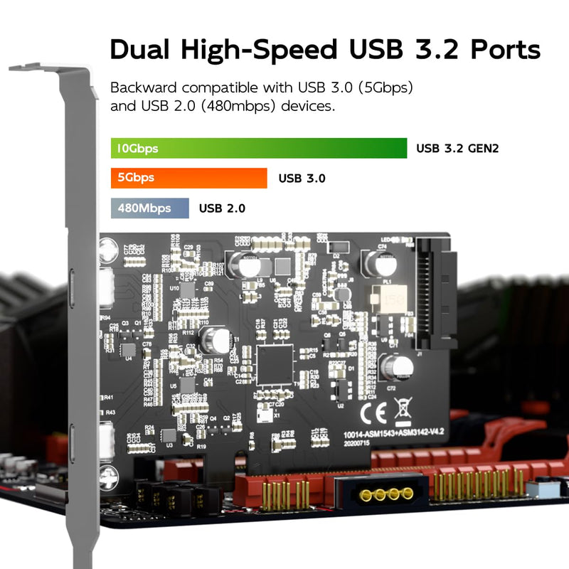 MAIWO 10Gbps PCIE USB C 3.2 GEN 2 Card, 2-Port USB-C to PCIE Expansion Card, Support PCIE X4 X8 X16 Host, PCI Express X4 to USB 3.2 GEN 2 Adapter for Desktop PC KC014