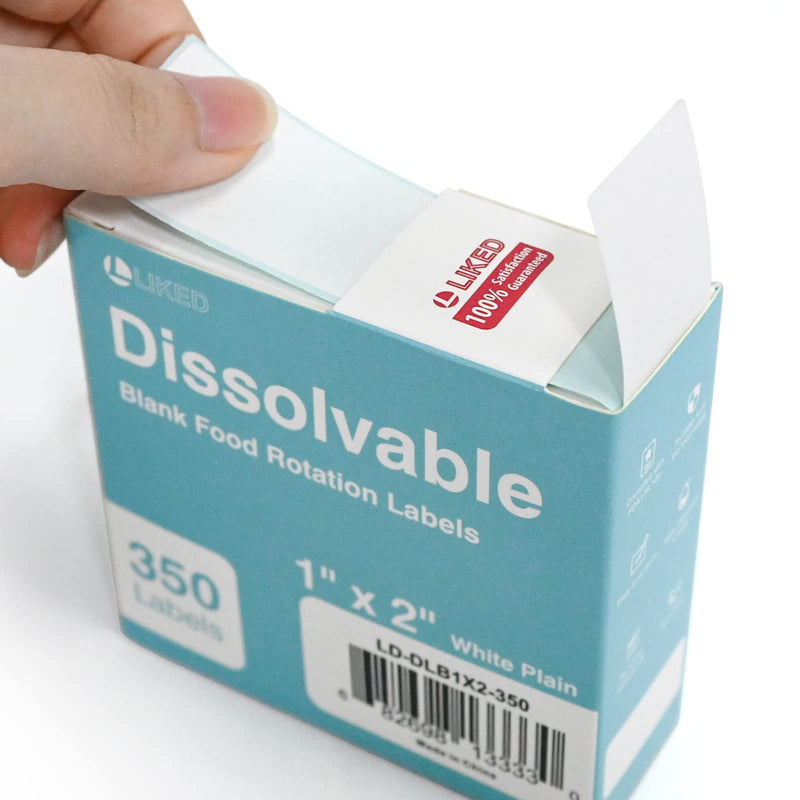 L LIKED Blank 1 x 2 Inch Dissolvable Labels for Food Rotation Prep roll of 350 (2 Rolls) 700