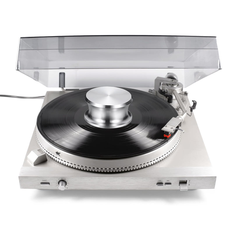 MECCANIXITY Record Weight Stabilizer, 355g/13oz Anodized Aluminum Turntable Weight Clamps 3'' x 1.4'' Vinyl Disc Stabilizer Vibration Dampener for LP Player HiFi Turntable, Silver 13oz (3"×1.4")