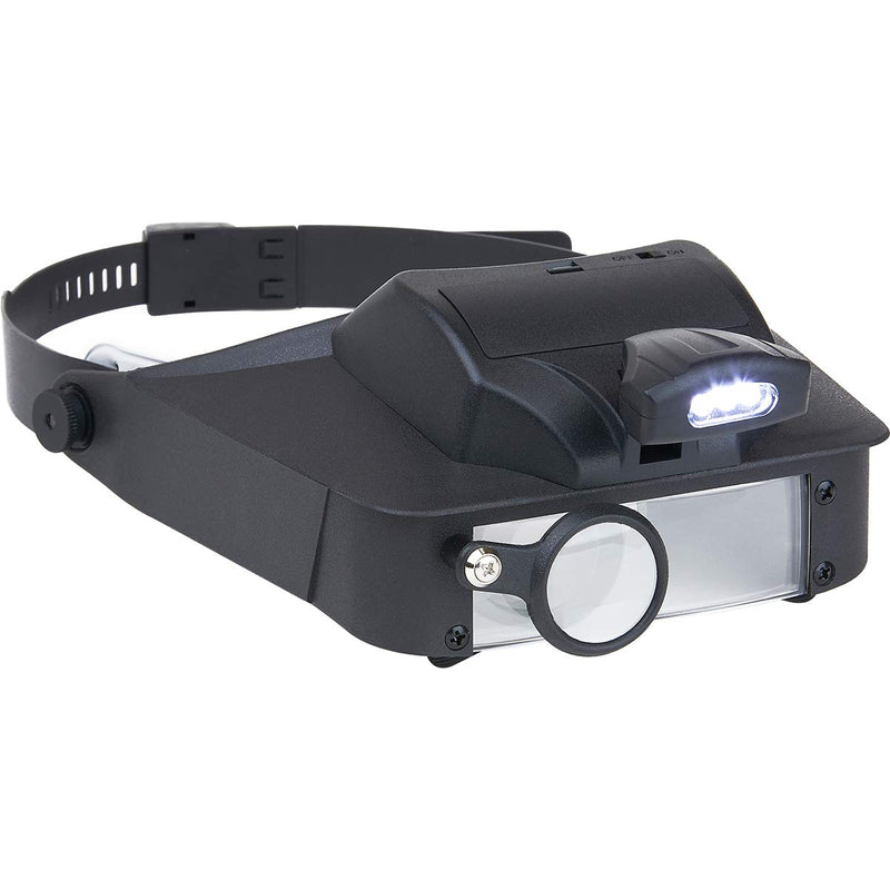 Carson LumiVisor Head Magnifier - Black Head Visor with LED Lighted Magnifier (2x/3x/5x/6x) (LV-10)