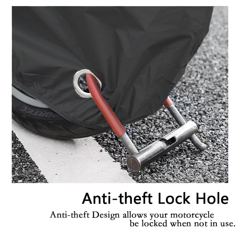 Motorcycle Cover Waterproof, Outdoor Motorbike Cover with Lock-Holes, All Season Protection Motorbike Vehicle Covers Fits up to 97" Motorcycles, Size 2XL - Black XXL - 97"