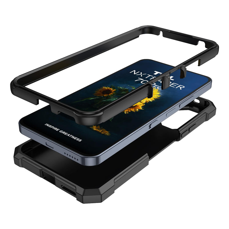 for TCL NXTPAPER 70 Pro 5G Phone Case with Screen Protector Black | TCL NXTPAPER 70 Pro Case Full Body Protection Front PC Back Soft Silicone Bumper,Heavy Duty Protection Shockproof Corner