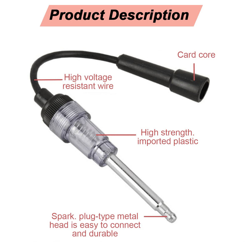 Inline Spark Plug Tester, Straight Boot Engine Ignition Tester Light Easy to Use, Small Armature Diagnostic Detector Tool for Automotive, Car, Lawnmower, Motorcycles, Internal External Engine White/1PCS