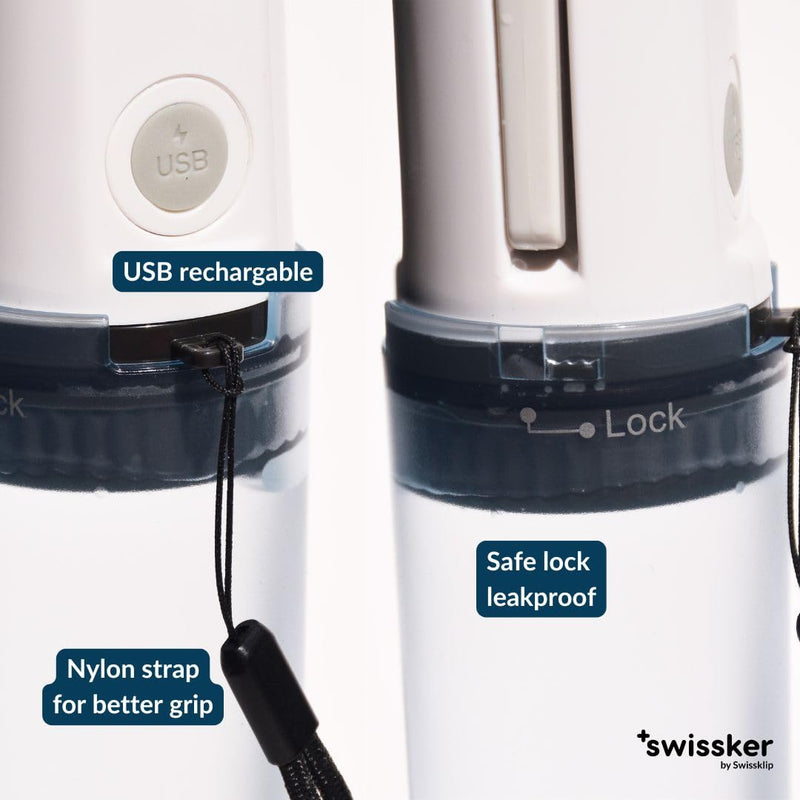 Swissker by Swissklip Portable Bidet Travel Sprayer – Rechargeable Electric Handheld Personal Hygiene Cleaner, Compact USB Bidet with Adjustable Pressure for Home & Travel