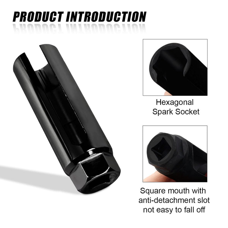 Car Oxygen Sensor Sleeve, 3/8 Inch Drive ×7/8 Inch (22mm), 6-Point O2 Sensor Adapter with Side Wire Cutout, Universal Vehicle O2 Sensor Repair Tool with 5/16" Opening （Small Small